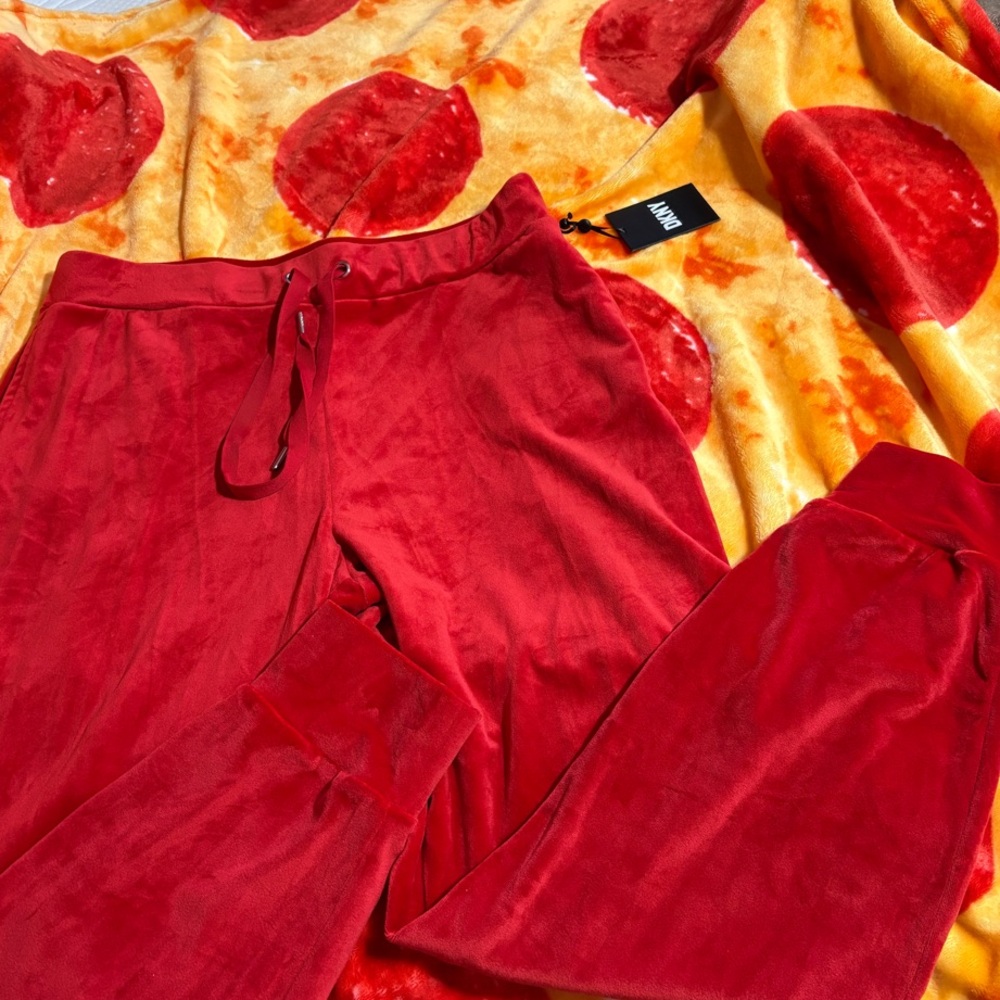 DKNY Red Velour Joggers
